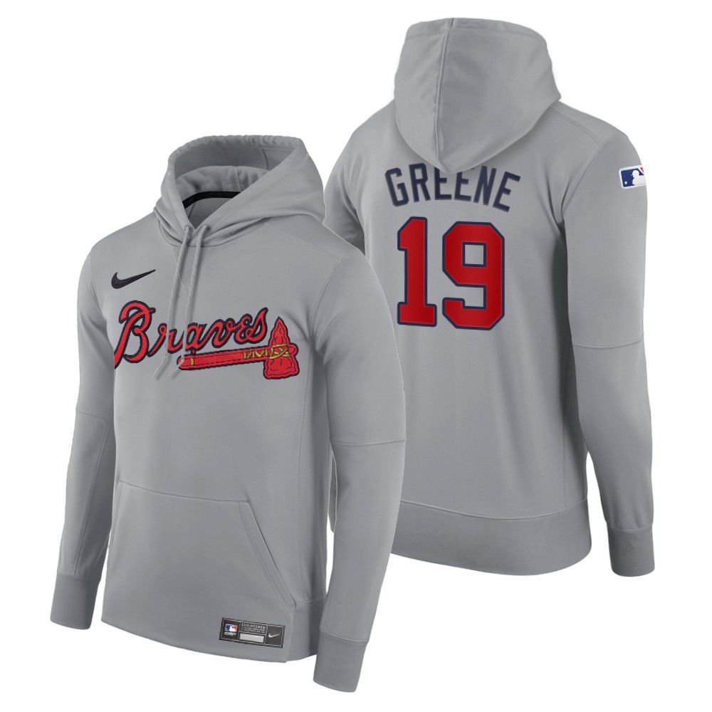 Men Atlanta Braves #19 Greene gray road hoodie 2021 MLB Nike Jerseys